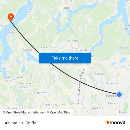 Albiate to Ghiffa map