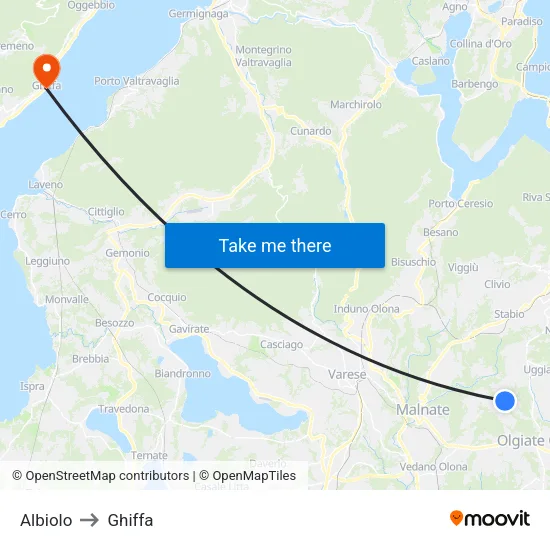 Albiolo to Ghiffa map