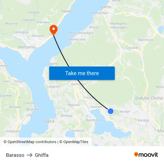 Barasso to Ghiffa map