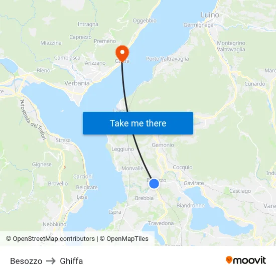 Besozzo to Ghiffa map