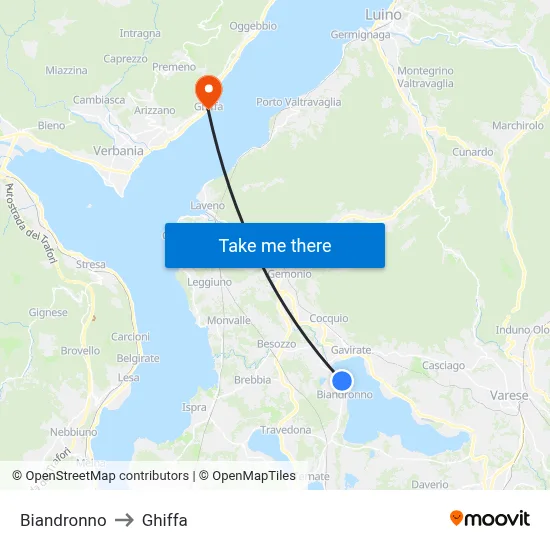 Biandronno to Ghiffa map