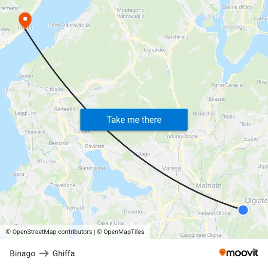 Binago to Ghiffa map