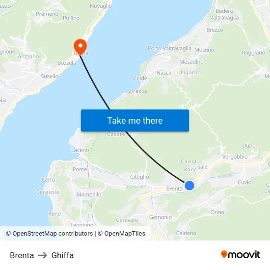 Brenta to Ghiffa map