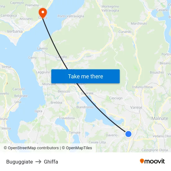 Buguggiate to Ghiffa map