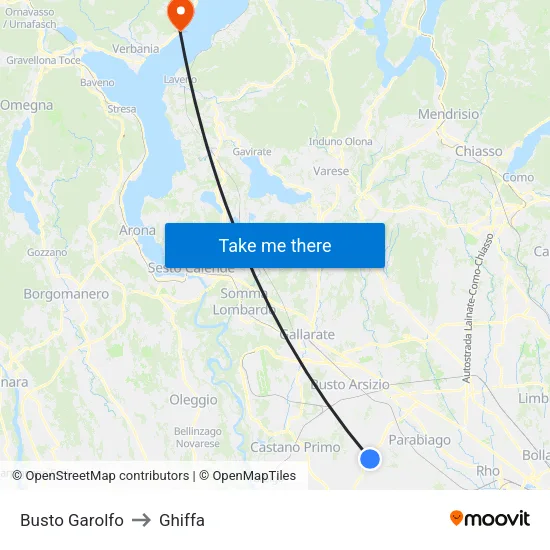 Busto Garolfo to Ghiffa map