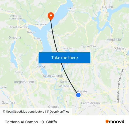 Cardano Al Campo to Ghiffa map