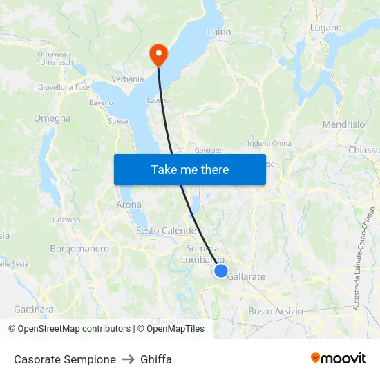 Casorate Sempione to Ghiffa map