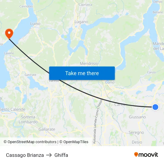Cassago Brianza to Ghiffa map