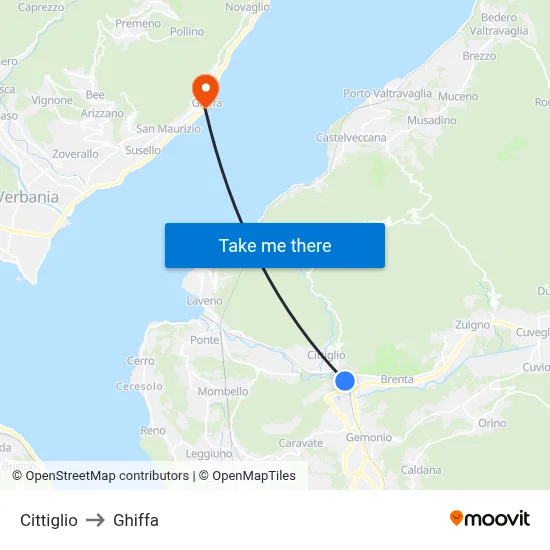 Cittiglio to Ghiffa map