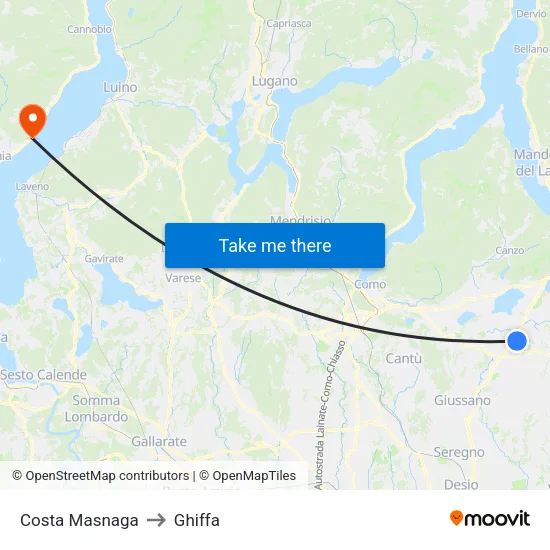Costa Masnaga to Ghiffa map