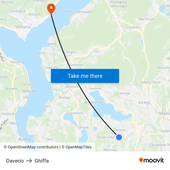 Daverio to Ghiffa map