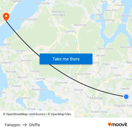 Faloppio to Ghiffa map