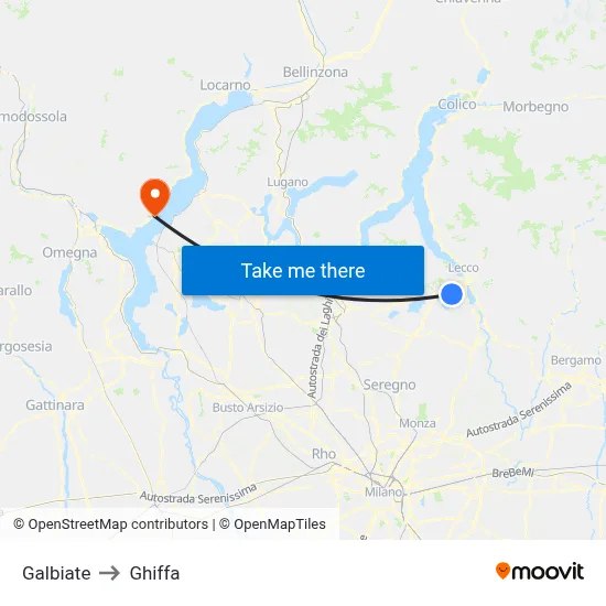 Galbiate to Ghiffa map