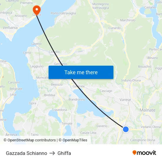 Gazzada Schianno to Ghiffa map