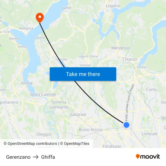 Gerenzano to Ghiffa map