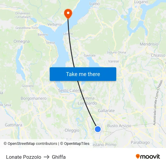 Lonate Pozzolo to Ghiffa map