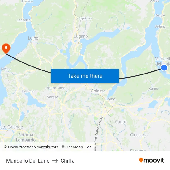 Mandello Del Lario to Ghiffa map