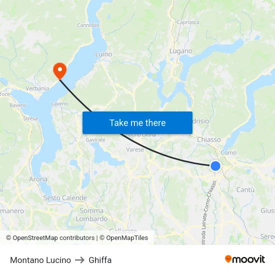 Montano Lucino to Ghiffa map