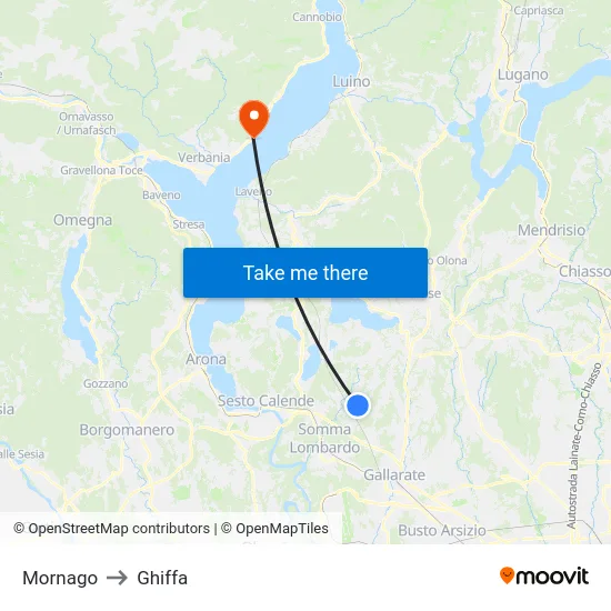 Mornago to Ghiffa map