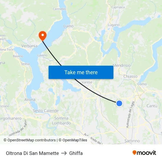 Oltrona di San Mamette to Ghiffa map