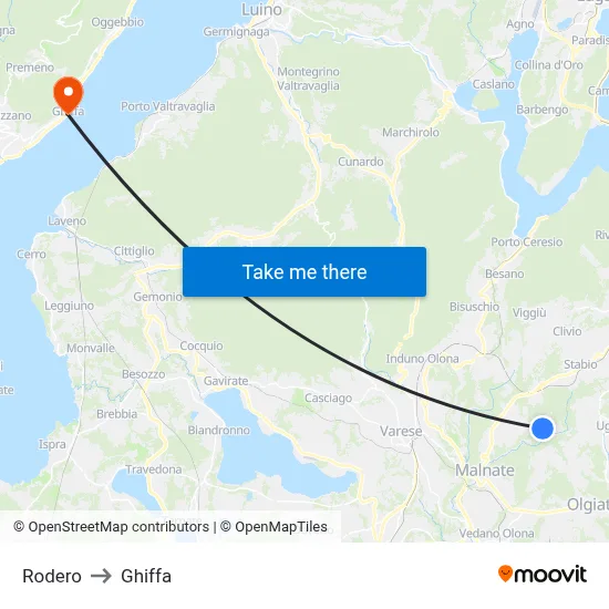 Rodero to Ghiffa map