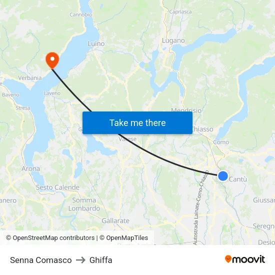 Senna Comasco to Ghiffa map