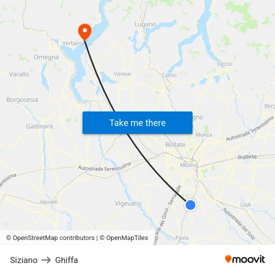 Siziano to Ghiffa map