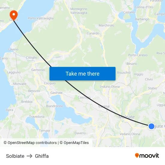 Solbiate to Ghiffa map