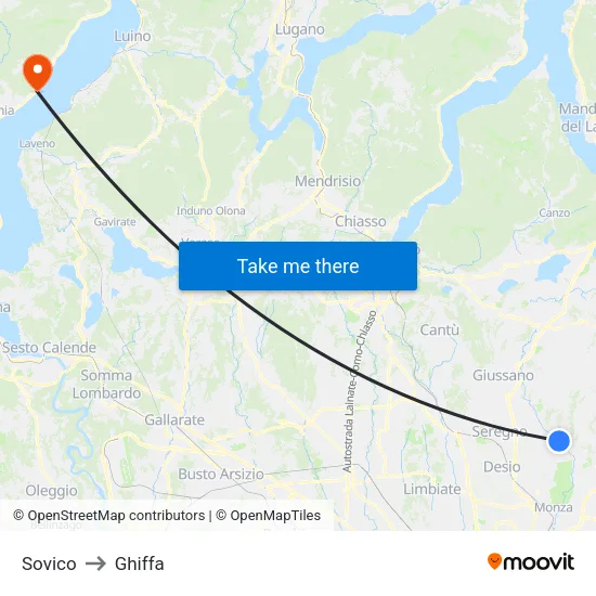 Sovico to Ghiffa map