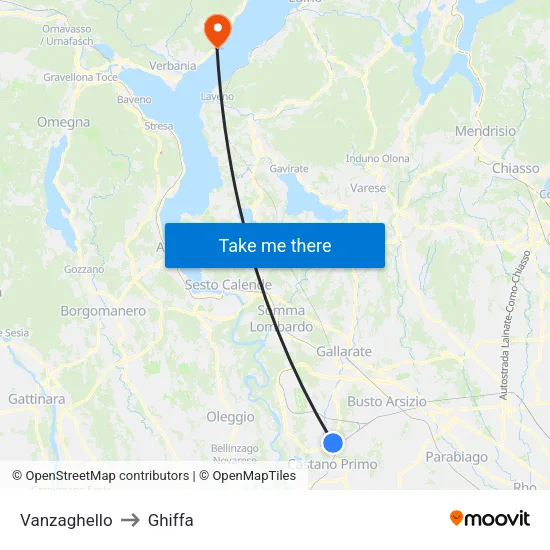 Vanzaghello to Ghiffa map