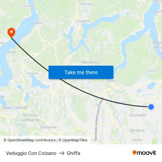 Veduggio Con Colzano to Ghiffa map