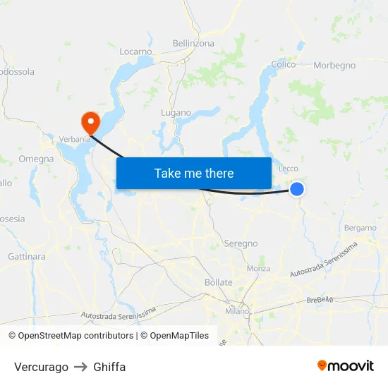 Vercurago to Ghiffa map
