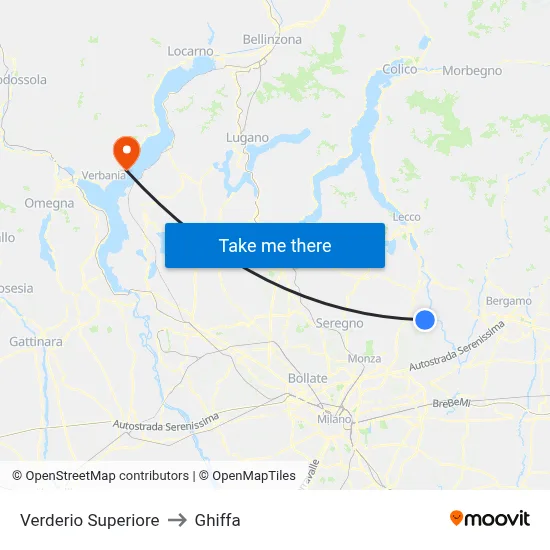 Verderio Superiore to Ghiffa map