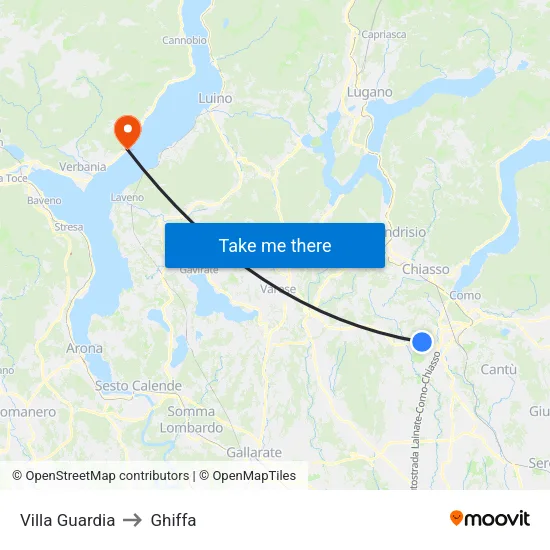 Villa Guardia to Ghiffa map