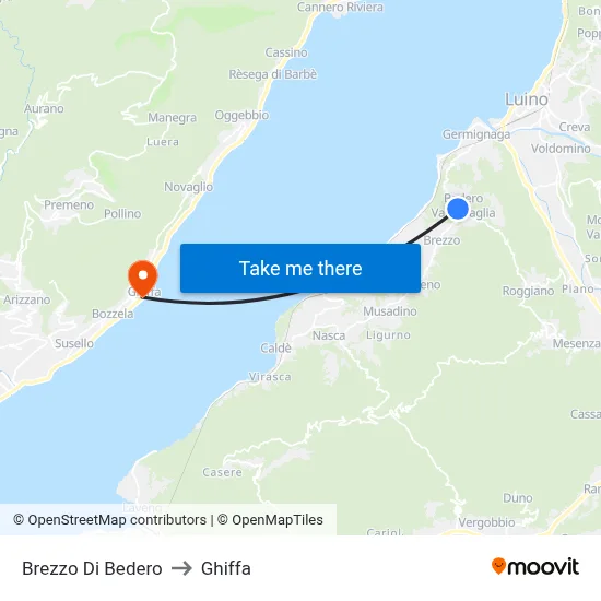 Brezzo Di Bedero to Ghiffa map