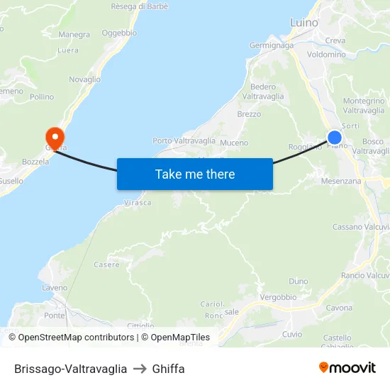 Brissago-Valtravaglia to Ghiffa map