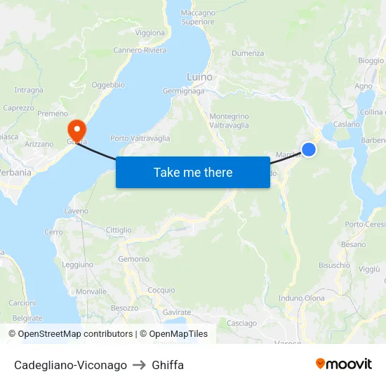 Cadegliano-Viconago to Ghiffa map