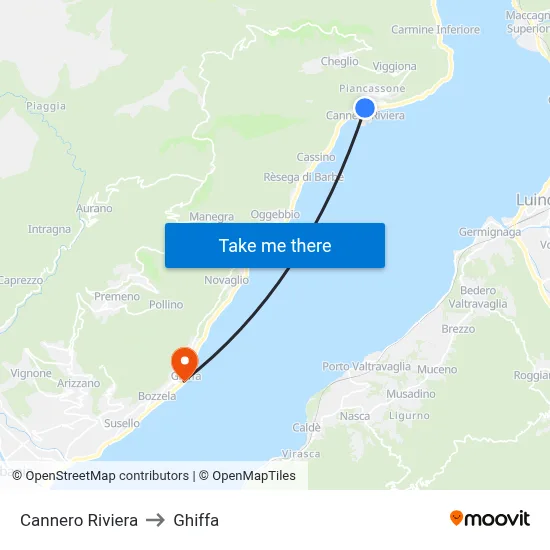 Cannero Riviera to Ghiffa map
