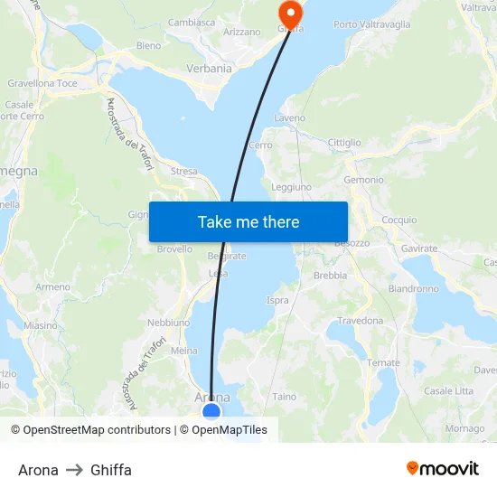 Arona to Ghiffa map