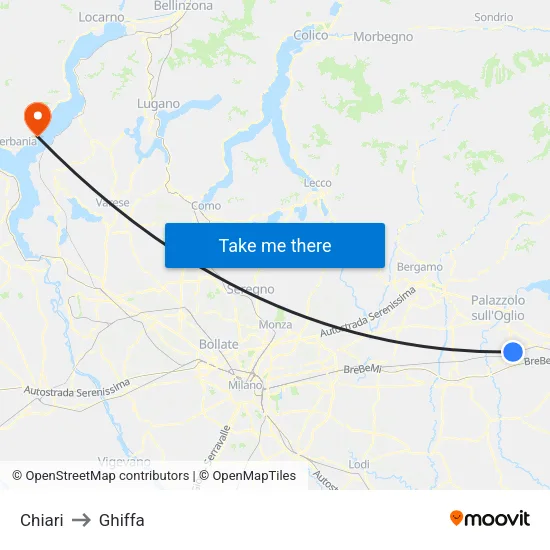 Chiari to Ghiffa map