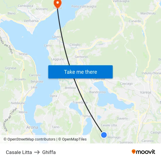 Casale Litta to Ghiffa map