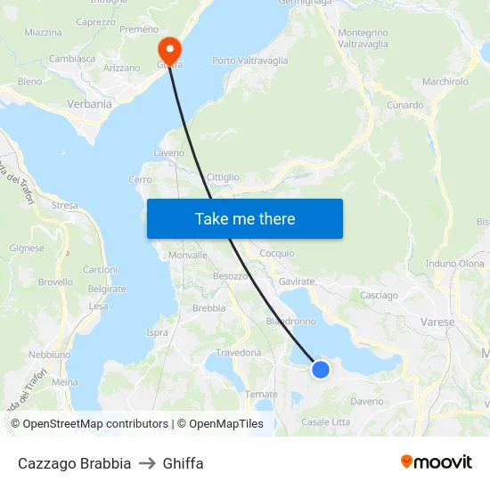 Cazzago Brabbia to Ghiffa map