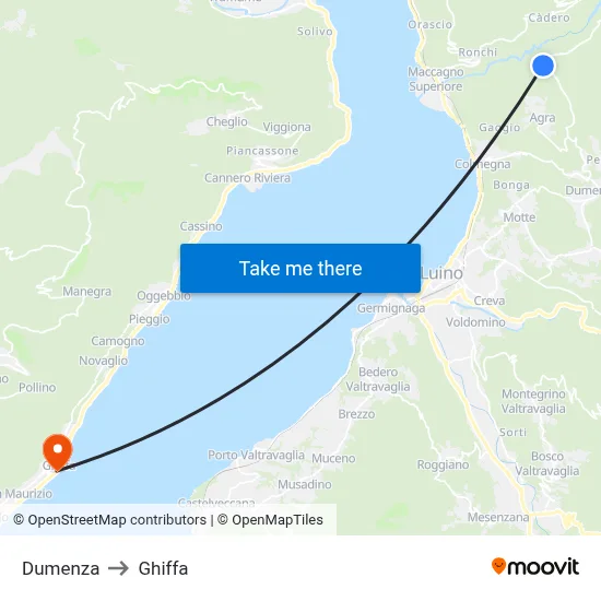 Dumenza to Ghiffa map