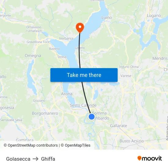Golasecca to Ghiffa map