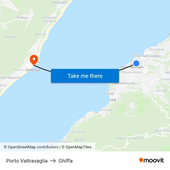 Porto Valtravaglia to Ghiffa map