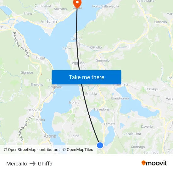Mercallo to Ghiffa map