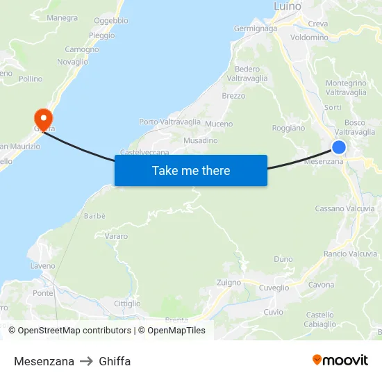 Mesenzana to Ghiffa map