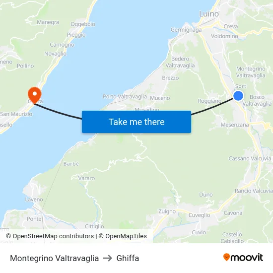 Montegrino Valtravaglia to Ghiffa map