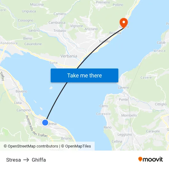 Stresa to Ghiffa map
