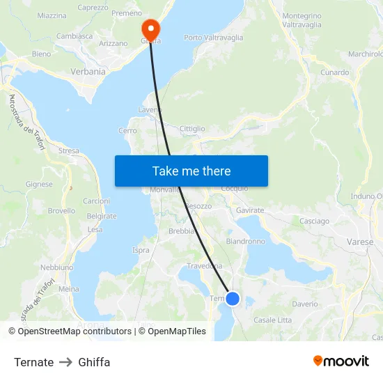 Ternate to Ghiffa map